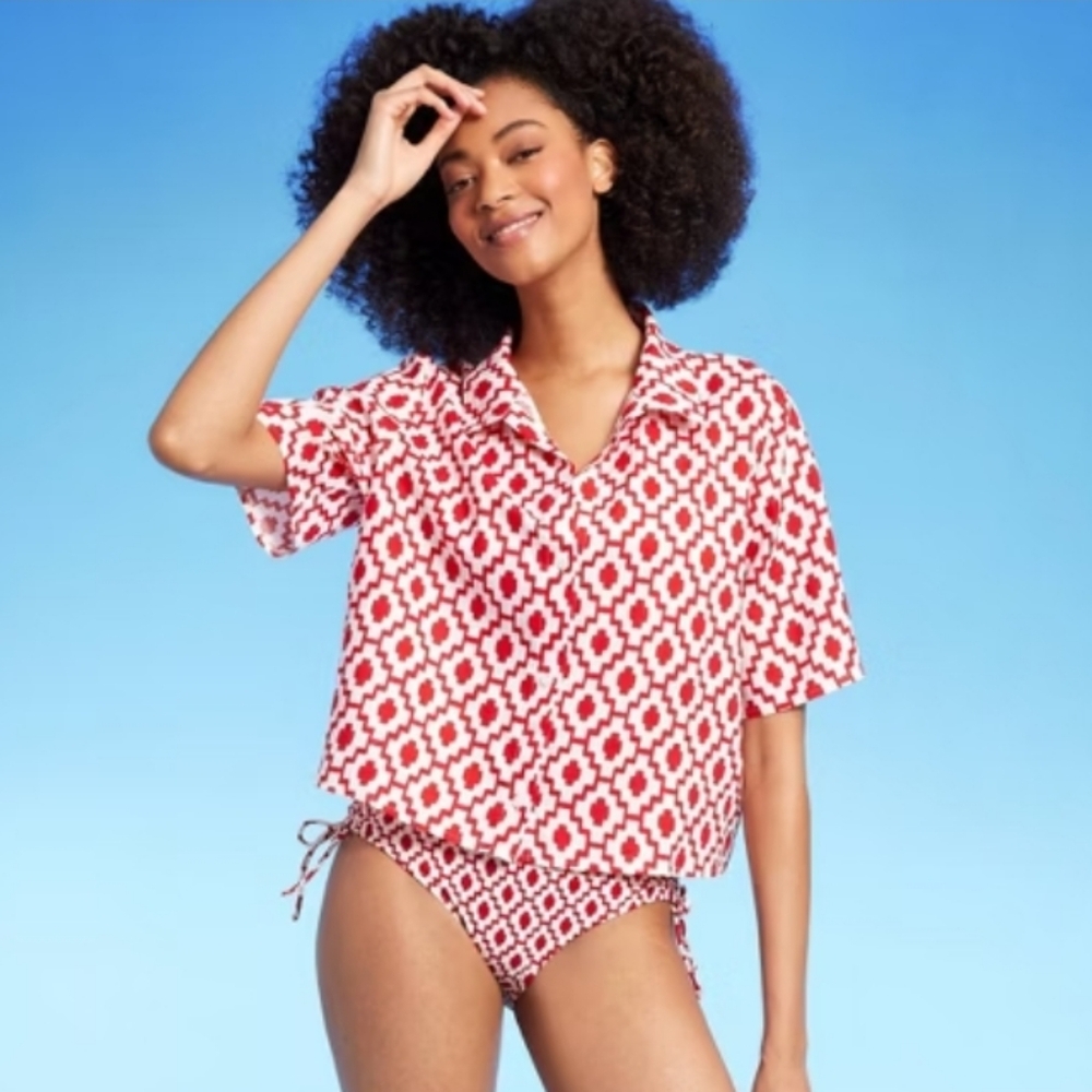 Shade & Shore Crop Linen-Blend Top